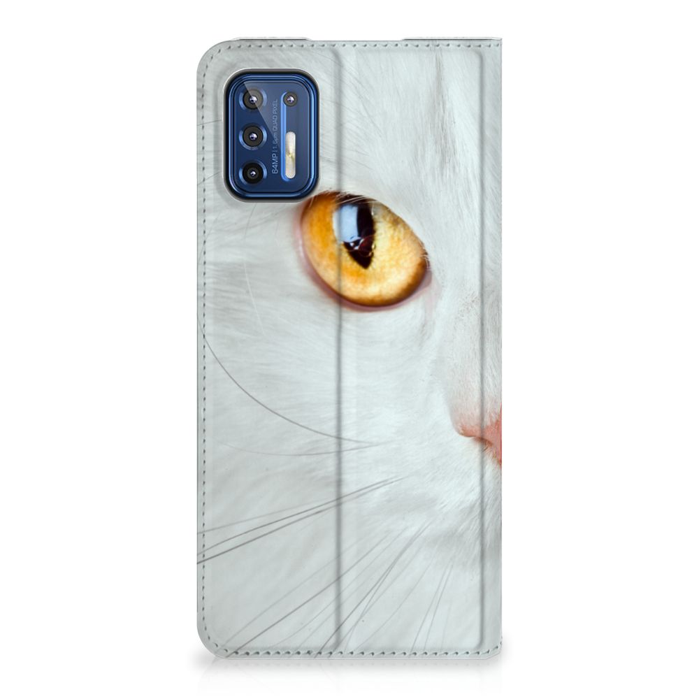 Motorola Moto G9 Plus Hoesje maken Witte Kat - B2C Telecom