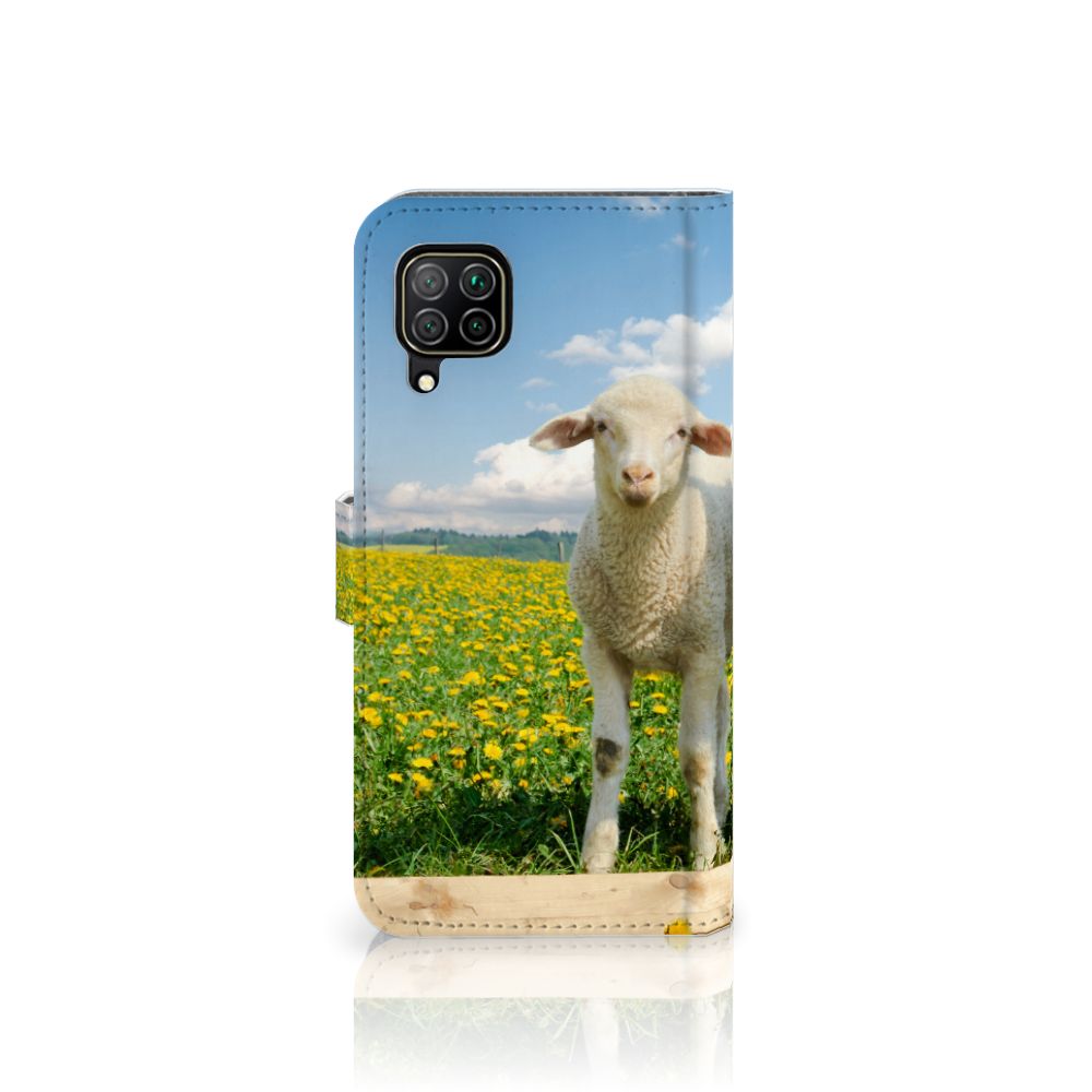 Huawei P40 Lite Telefoonhoesje met Pasjes Schaap en Lammetje