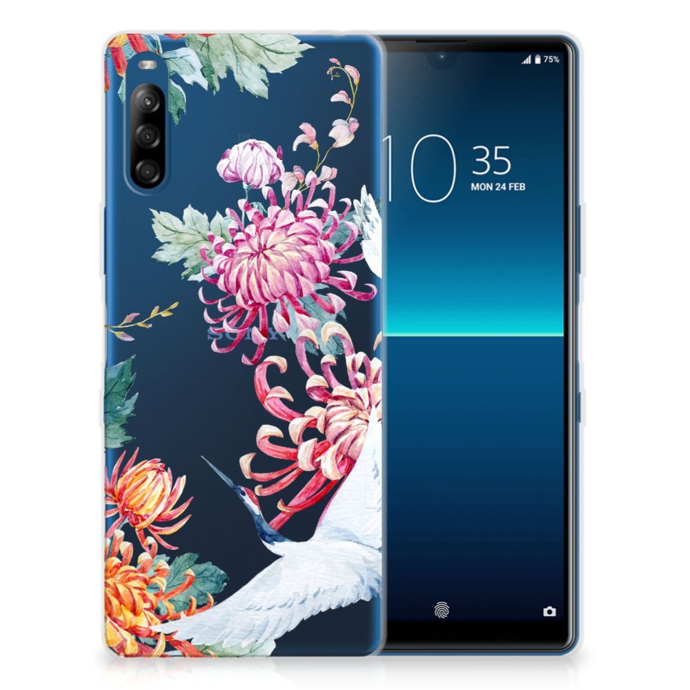 Sony Xperia L4 TPU Hoesje Bird Flowers