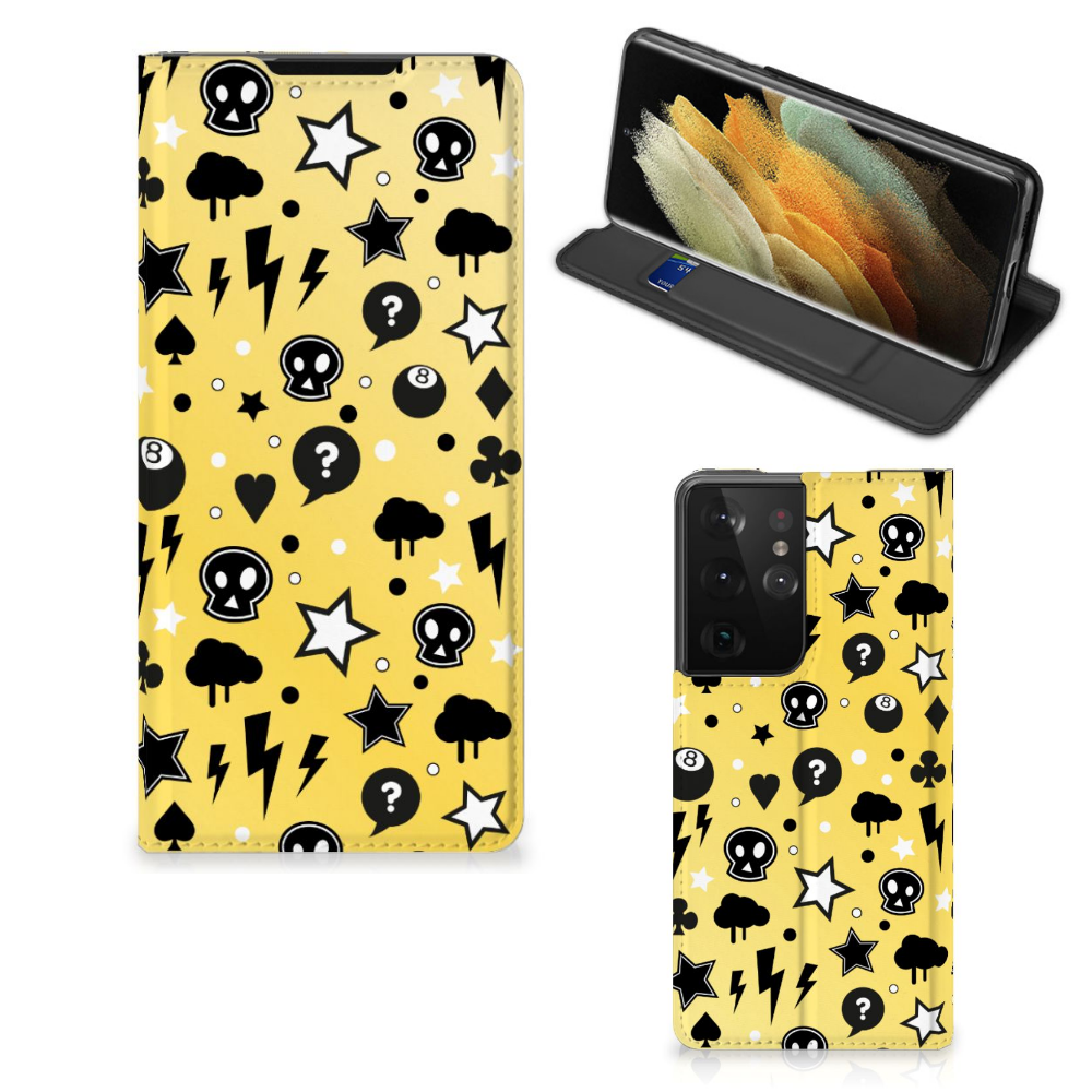 Mobiel BookCase Samsung Galaxy S21 Ultra Punk Geel - B2C Telecom