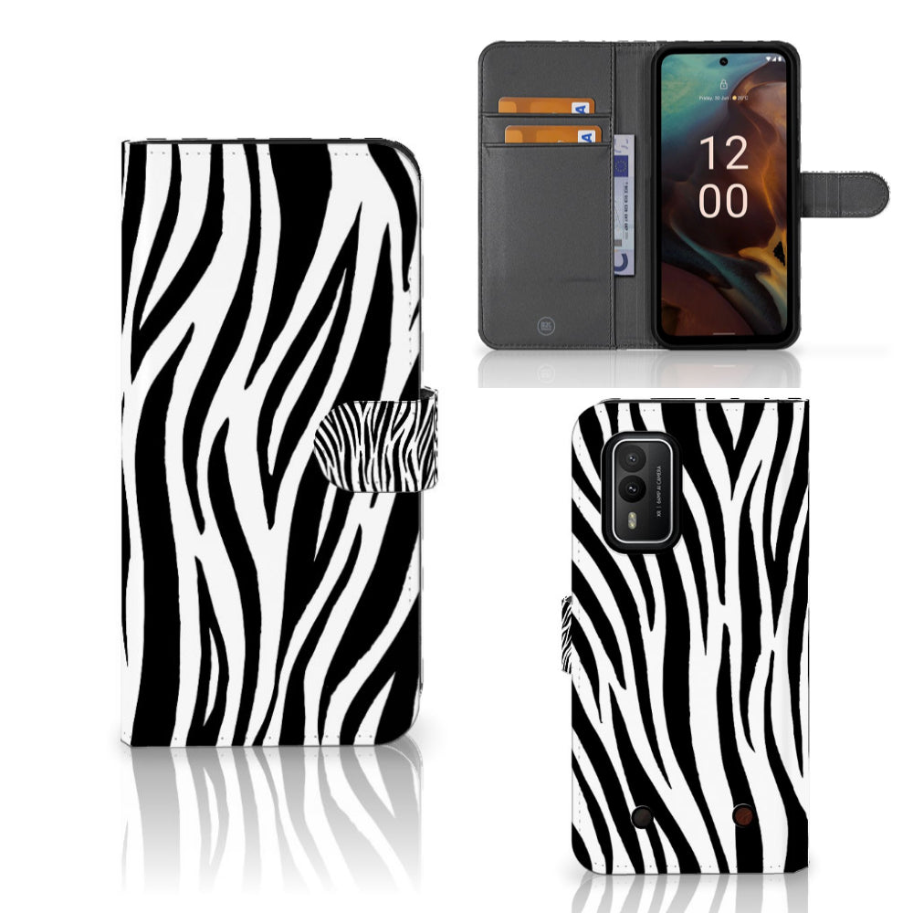 Nokia XR21 Telefoonhoesje met Pasjes Zebra