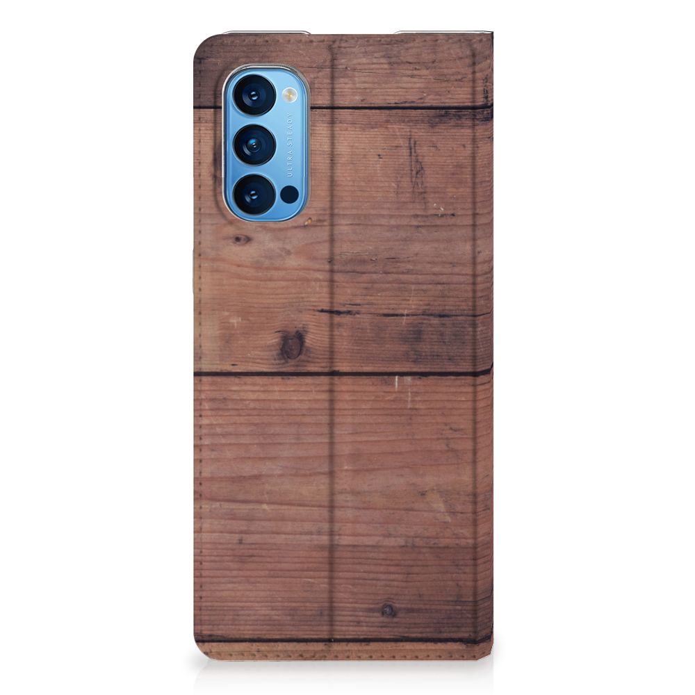 OPPO Reno4 Pro 5G Book Wallet Case Old Wood - B2C Telecom