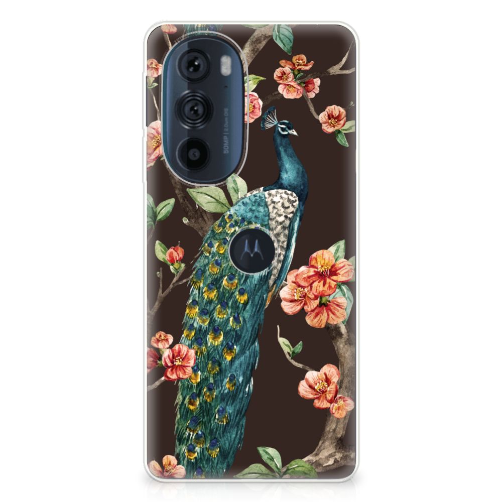 Motorola Edge 30 Pro TPU Hoesje Pauw met Bloemen