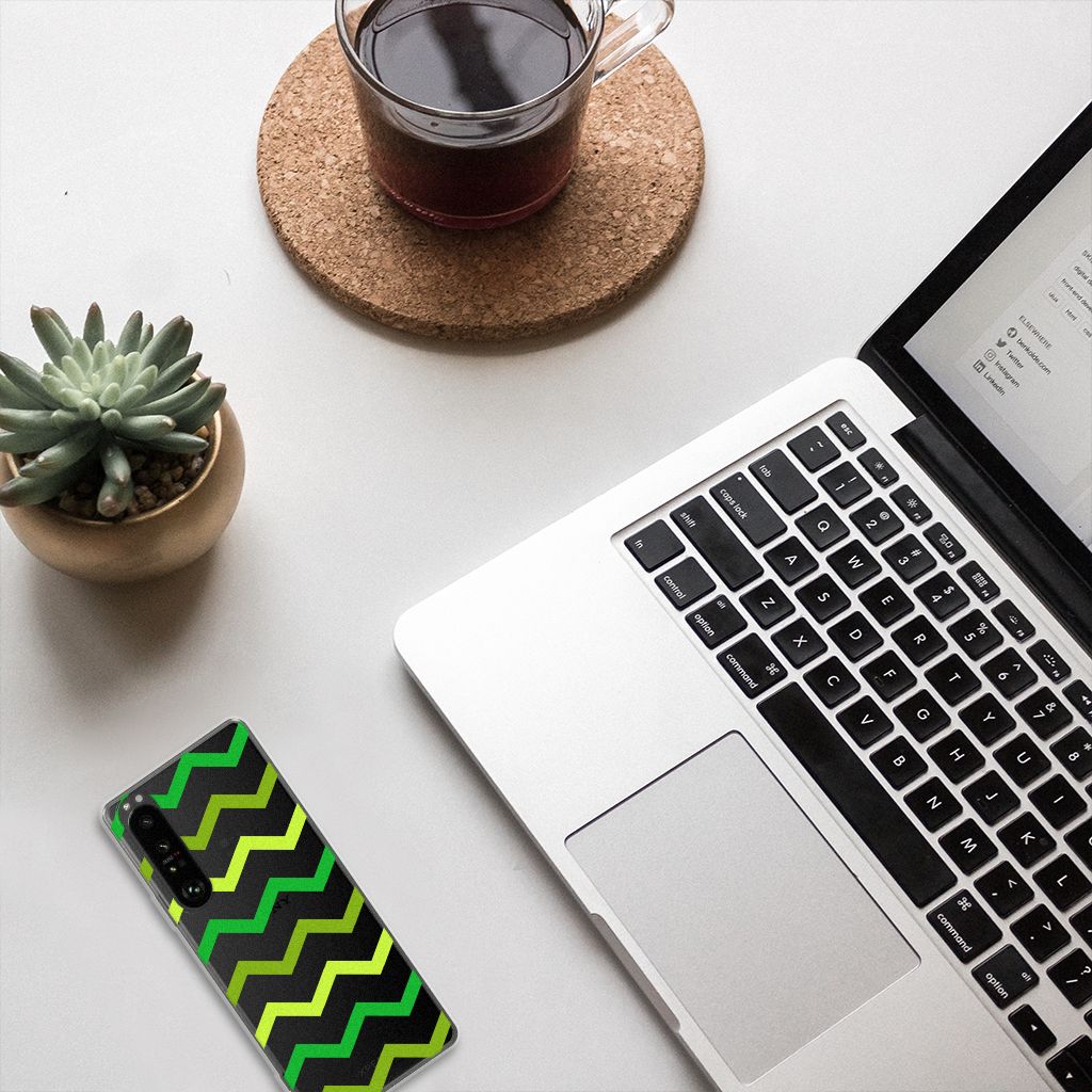 Sony Xperia 1 III TPU bumper Zigzag Groen B2C Telecom