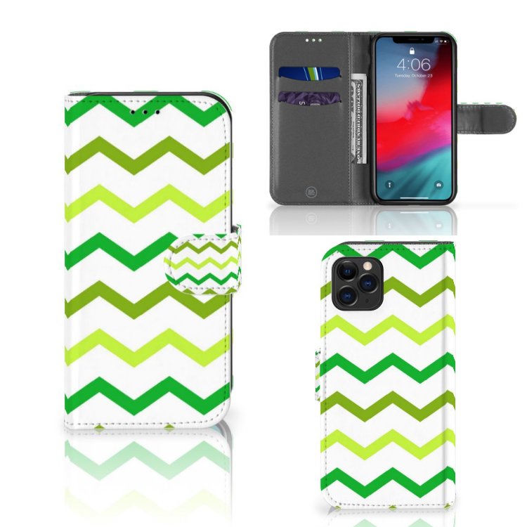 Apple iPhone 11 Pro Telefoon Hoesje Zigzag Groen