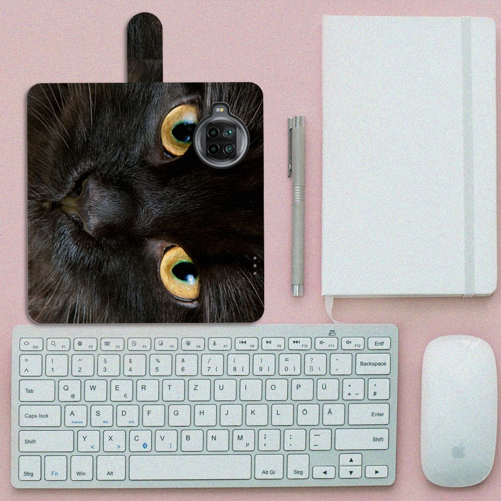 Xiaomi Mi 10T Lite Telefoonhoesje met Pasjes Zwarte Kat