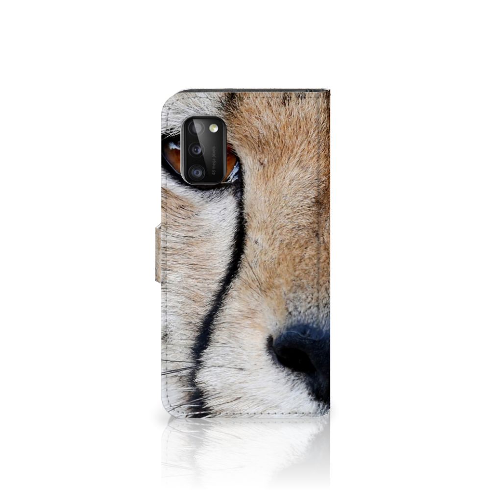 Samsung Galaxy A41 Telefoonhoesje met Pasjes Cheetah close-up van een cheeta gezicht