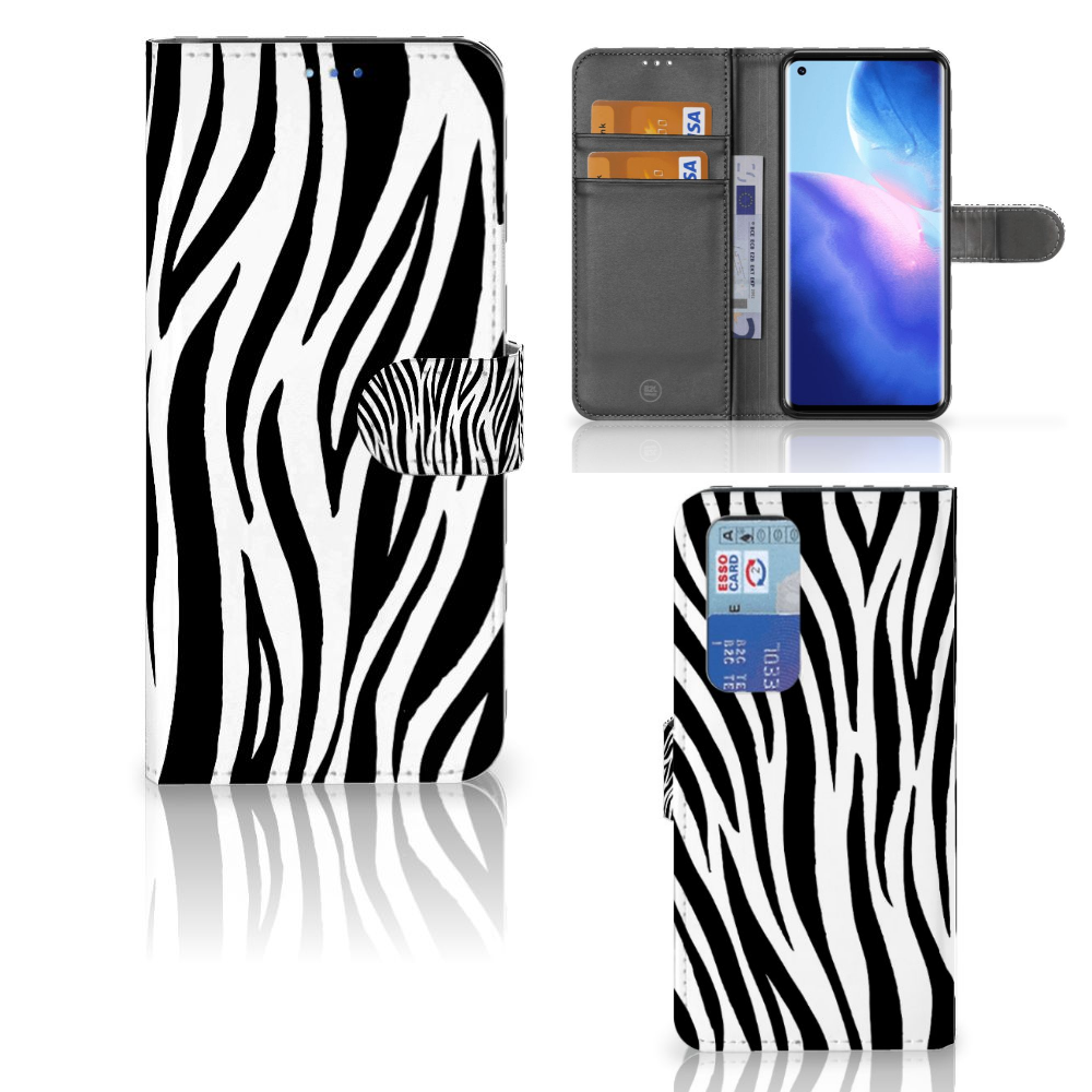 OPPO Find X3 Neo 5G Telefoonhoesje met Pasjes Zebra