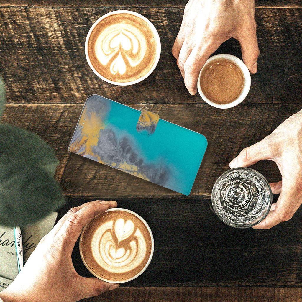 Motorola Moto G9 Power Bookcase Marble Blue Gold