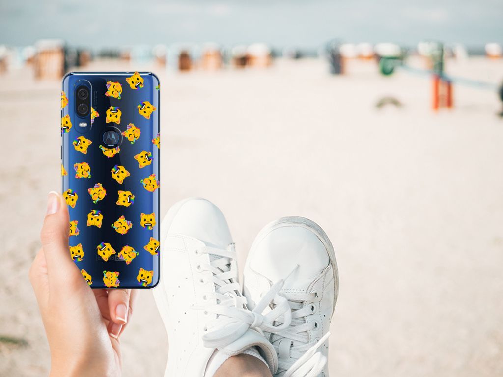 TPU bumper voor Motorola One Vision Katten Emojis