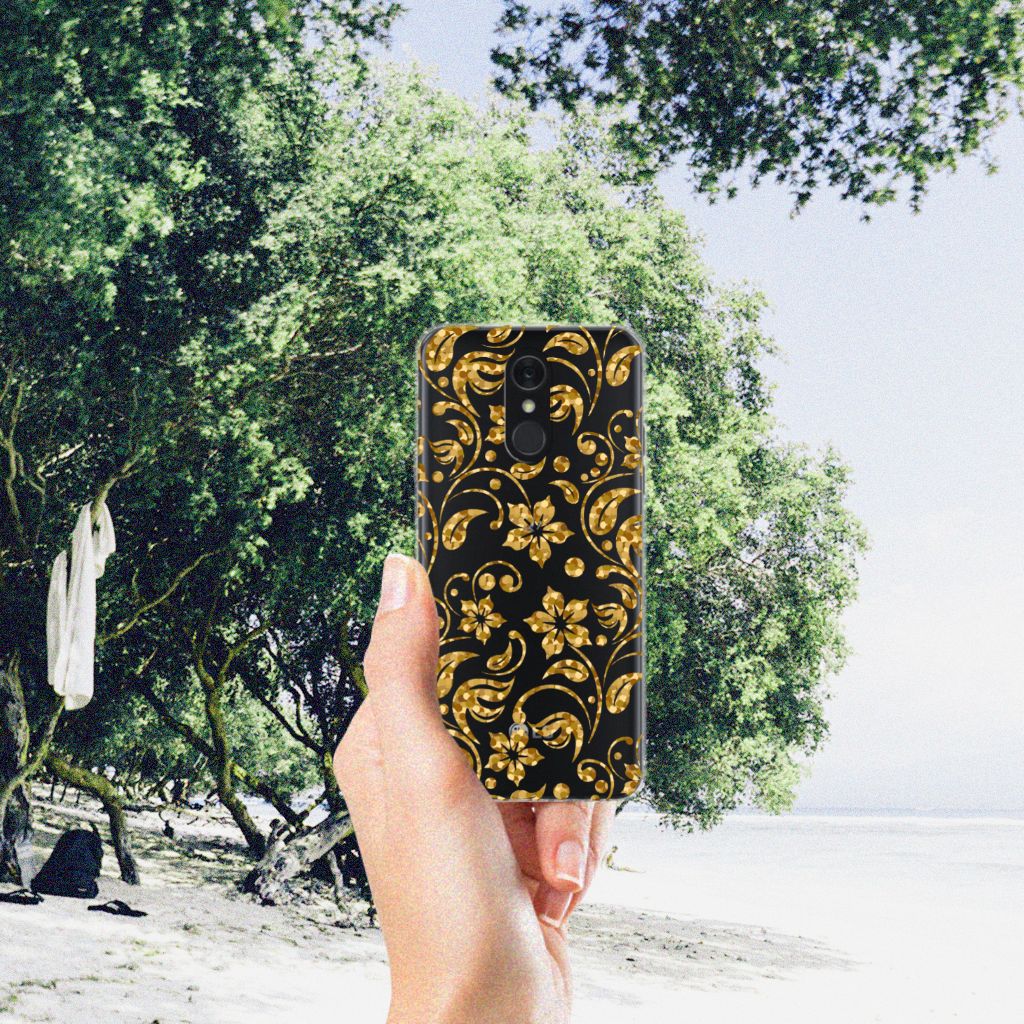 LG Q7 TPU Case Gouden Bloemen