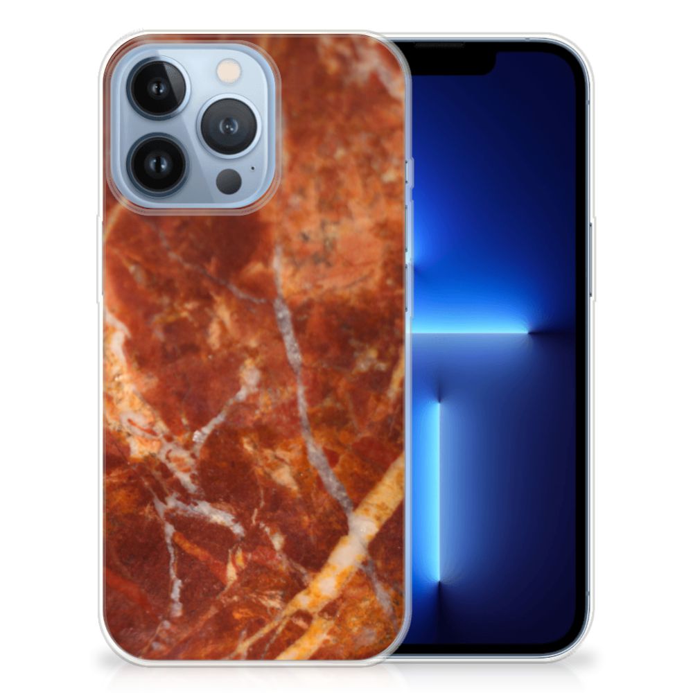 Apple iPhone 13 Pro TPU Siliconen Hoesje Marmer Bruin B2C Telecom