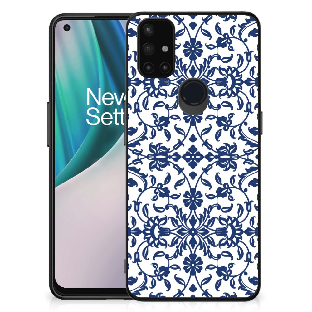 OnePlus Nord N10 5G Bloemen Hoesje Flower Blue