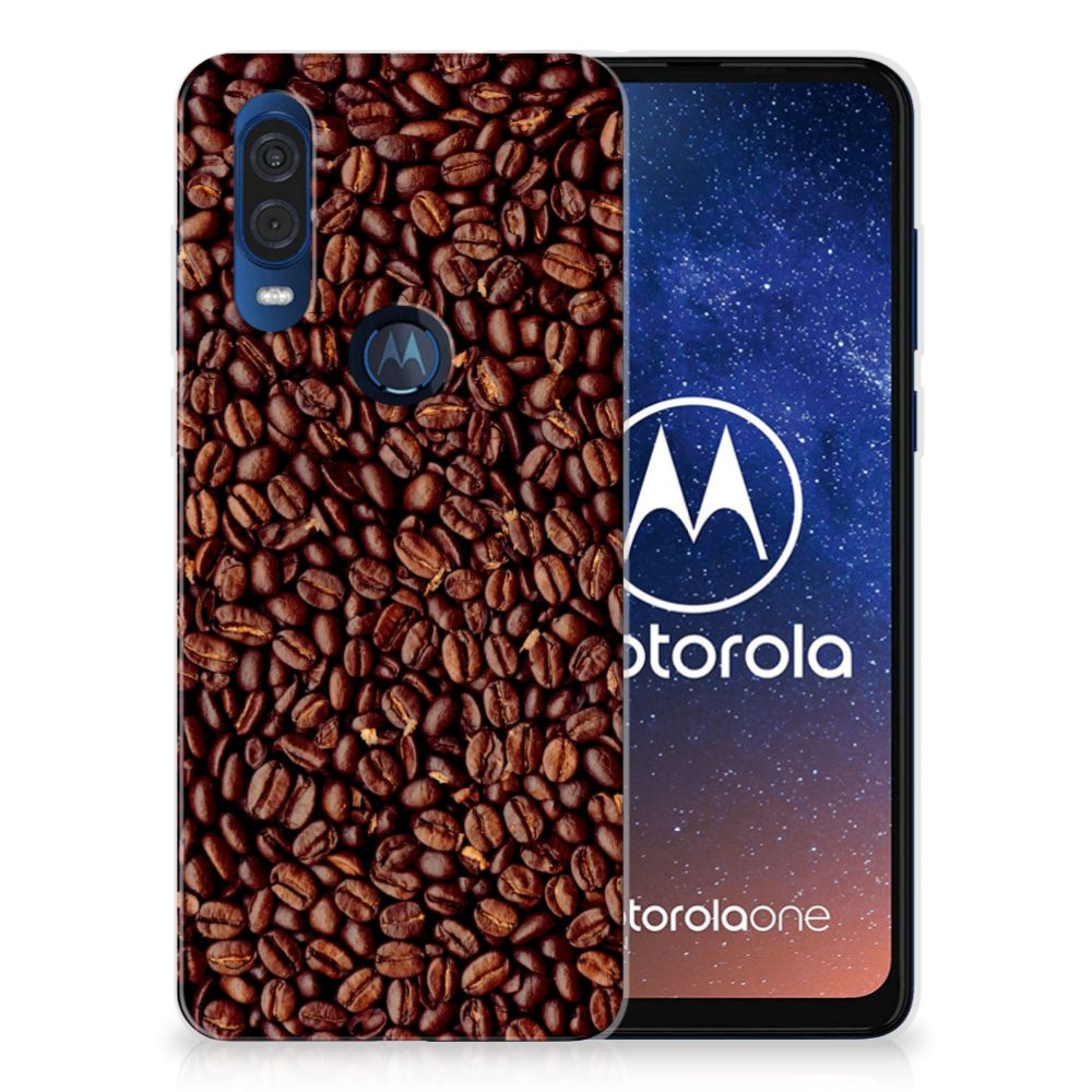 Motorola One Vision Siliconen Case Koffiebonen