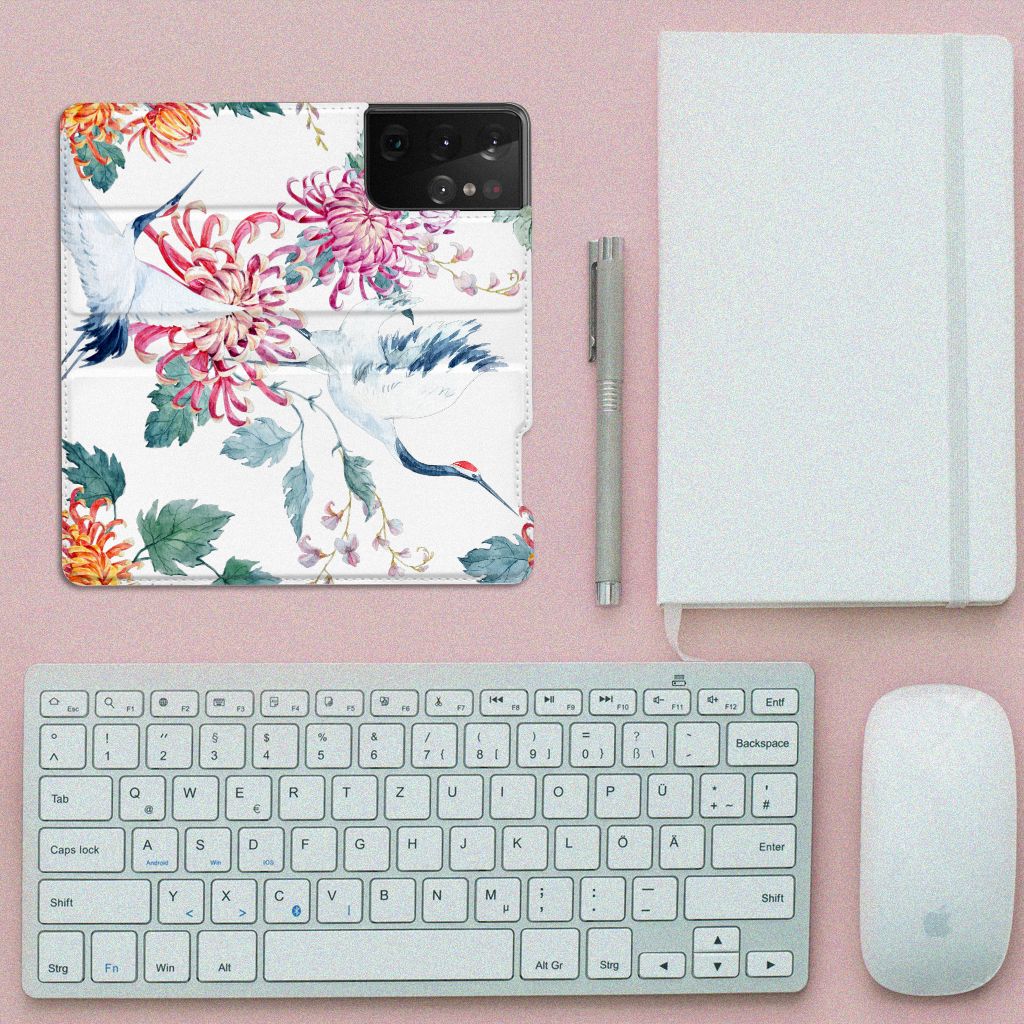 Samsung Galaxy S21 Ultra Hoesje maken Bird Flowers - B2C Telecom