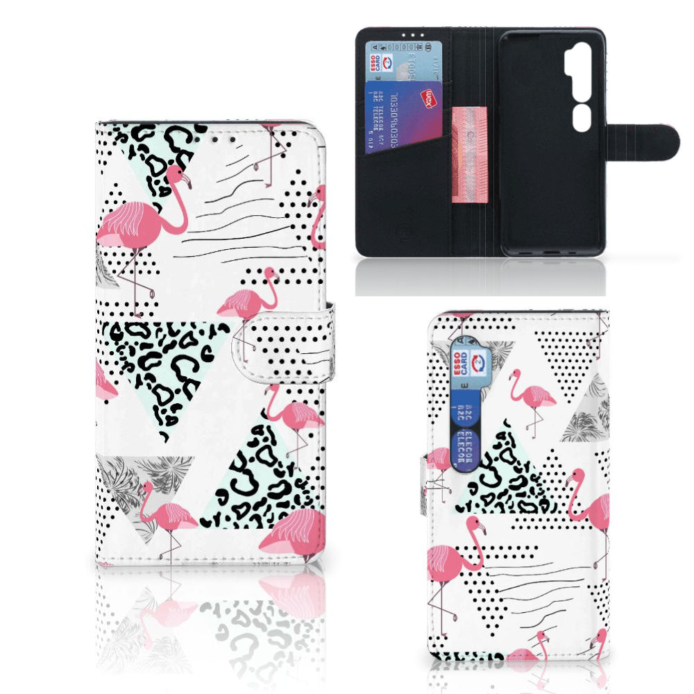 Xiaomi Mi Note 10 Pro Telefoonhoesje met Pasjes Flamingo Triangle