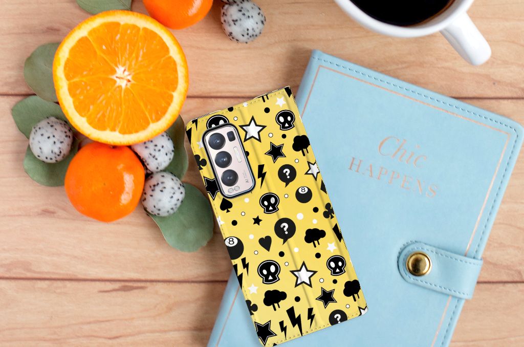 Mobiel BookCase OPPO Find X3 Neo Punk Geel - B2C Telecom