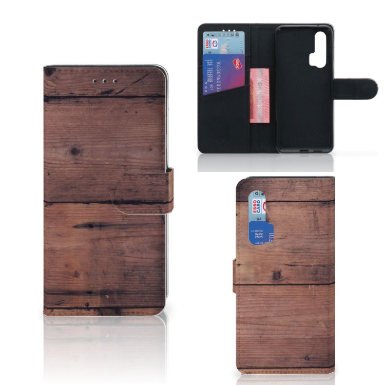 Honor 20 Pro Book Style Case Old Wood