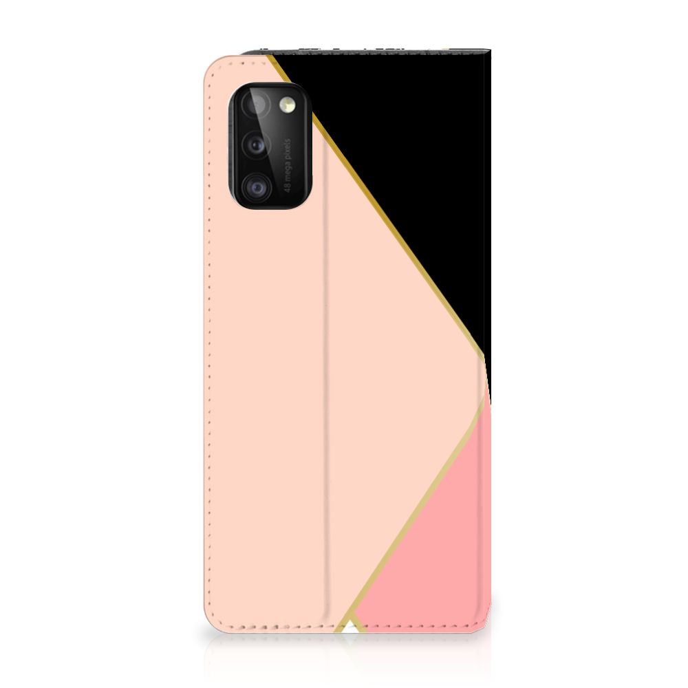 Samsung Galaxy A41 Stand Case Zwart Roze Vormen - B2C Telecom