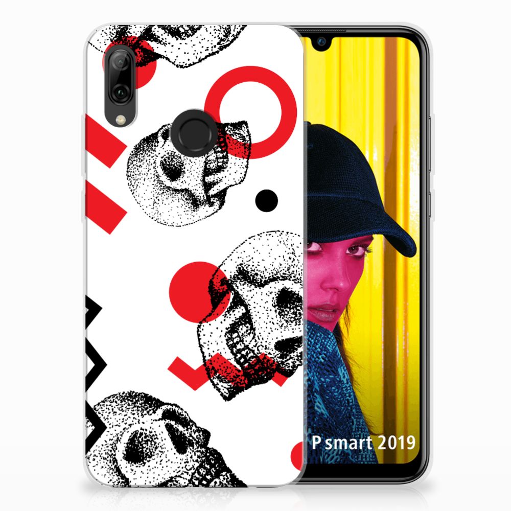 Silicone Back Case Huawei P Smart 2019 Skull Red