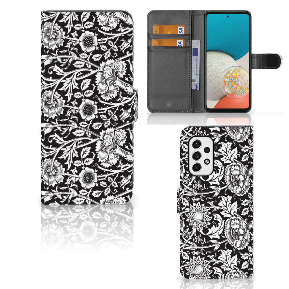 Samsung Galaxy A53 Hoesje Black Flowers