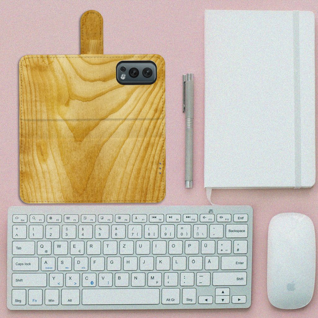 OnePlus Nord 2 5G Book Style Case Licht Hout
