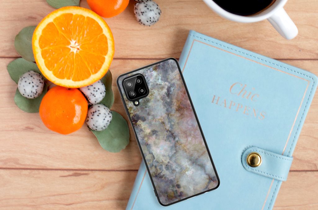 Samsung Galaxy A12 Marmeren Print Telefoonhoesje Marmer Grijs B2C Telecom