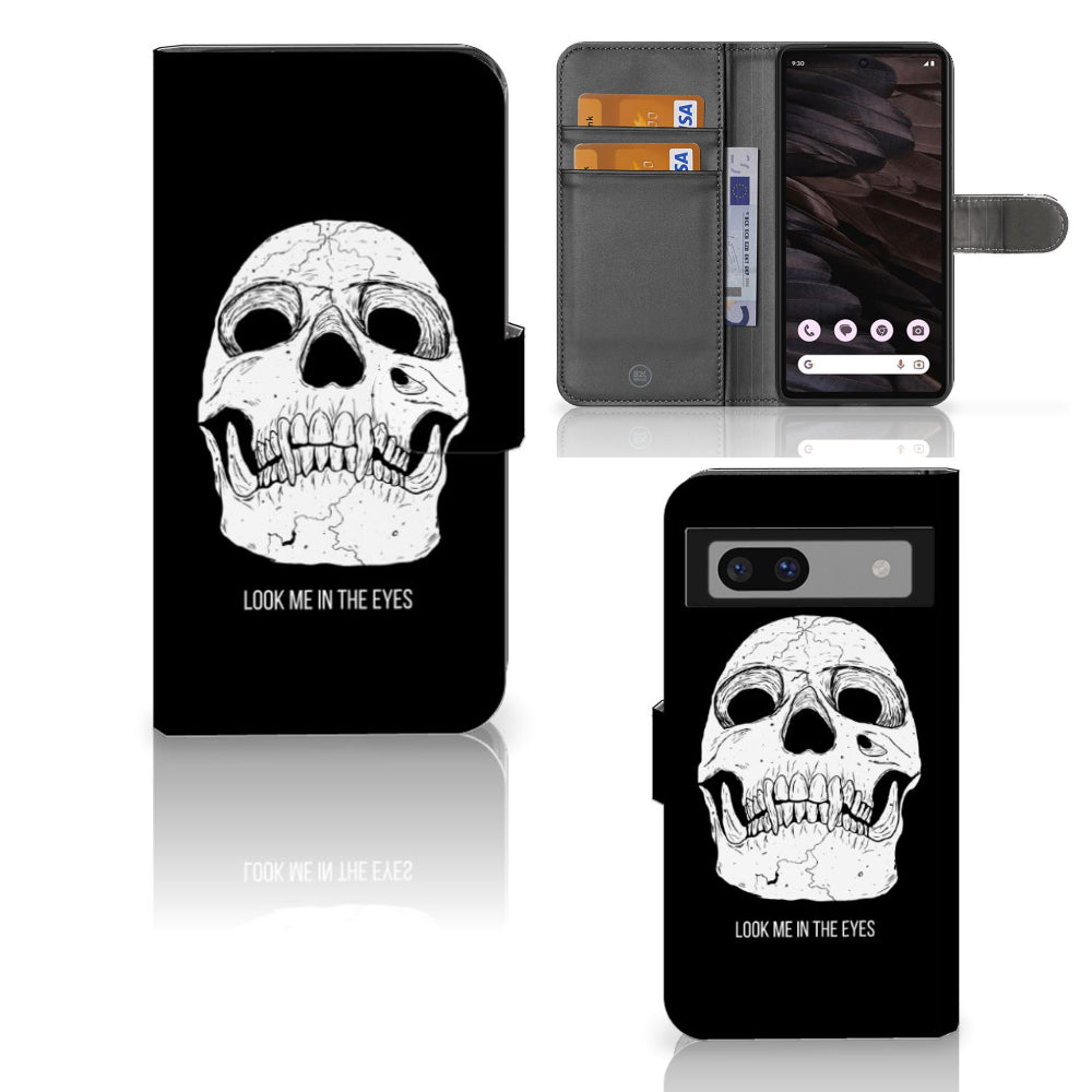 Telefoonhoesje met Naam Google Pixel 7A Skull Eyes