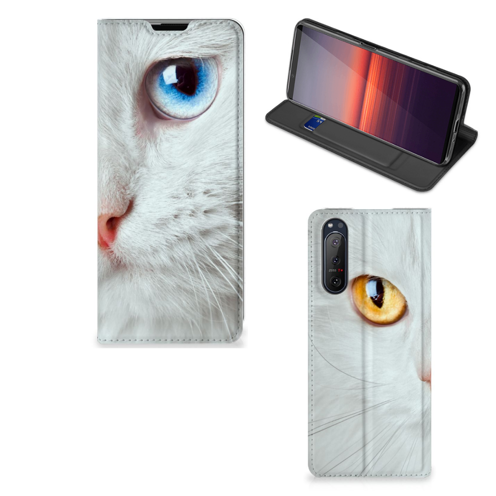 Sony Xperia 5 II Hoesje maken Witte Kat - B2C Telecom