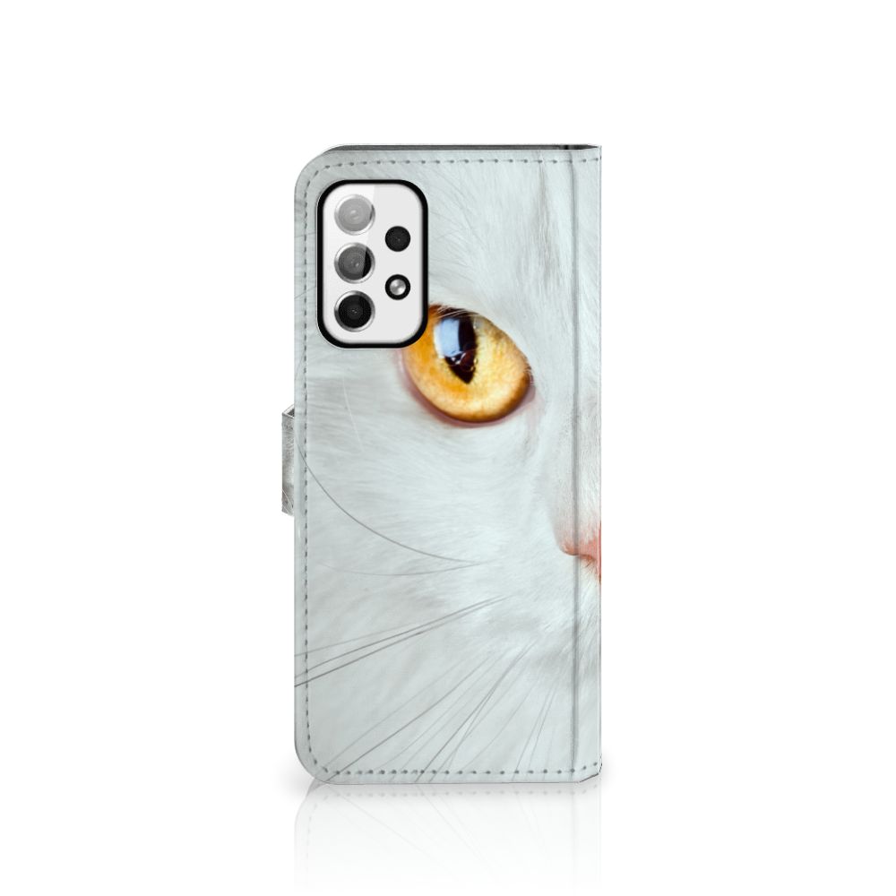 Samsung Galaxy A73 5G Telefoonhoesje met Pasjes Witte Kat