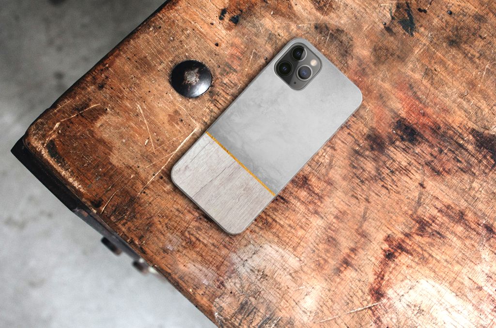 Apple iPhone 11 Pro Bumper Hoesje Wood Concrete