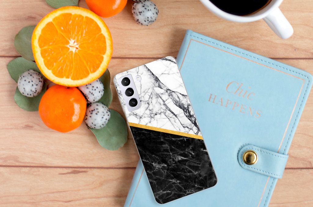 Samsung Galaxy S21 Plus TPU Siliconen Hoesje Marmer Wit Zwart - Origineel Cadeau Man B2C Telecom