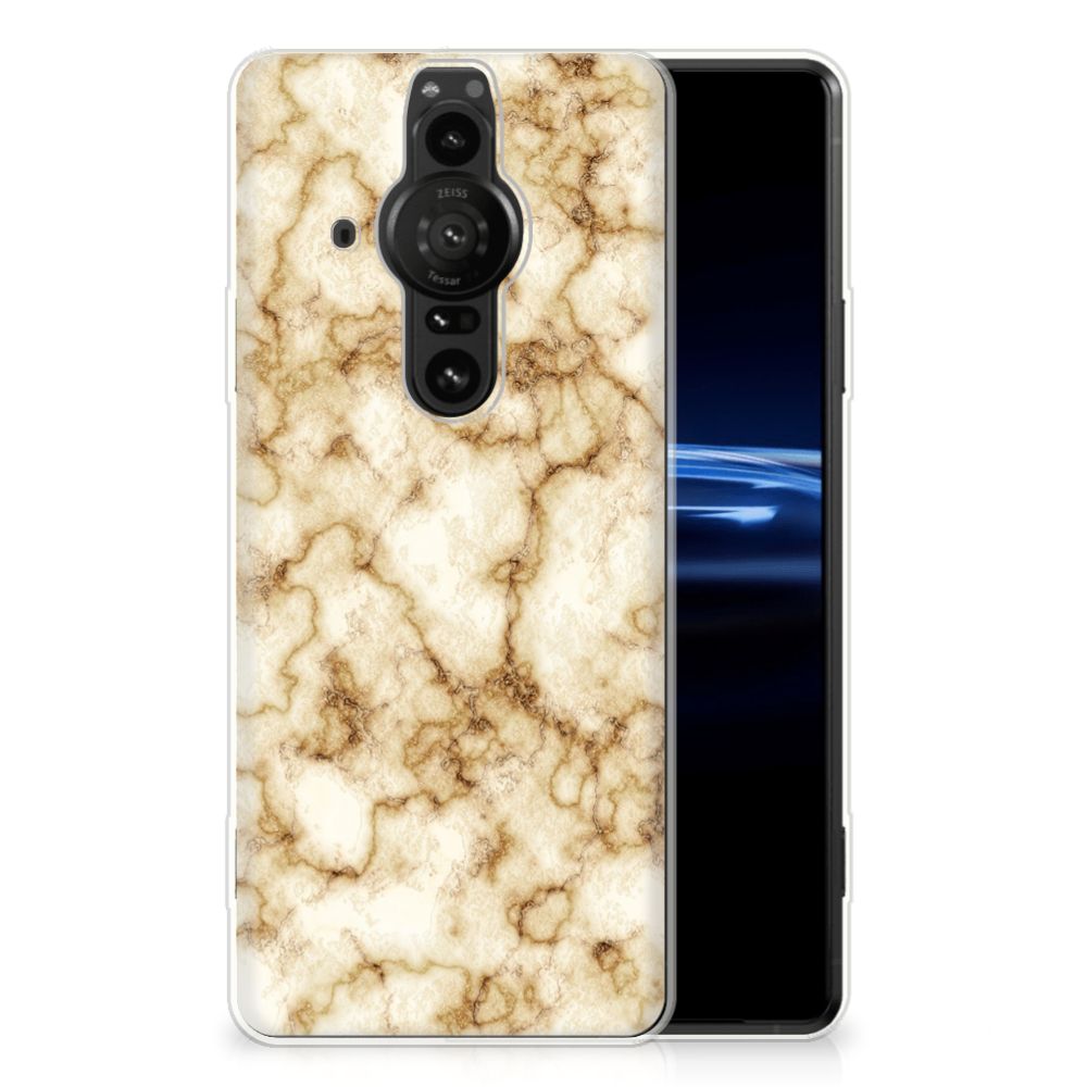 Sony Xperia Pro-I TPU Siliconen Hoesje Marmer Goud