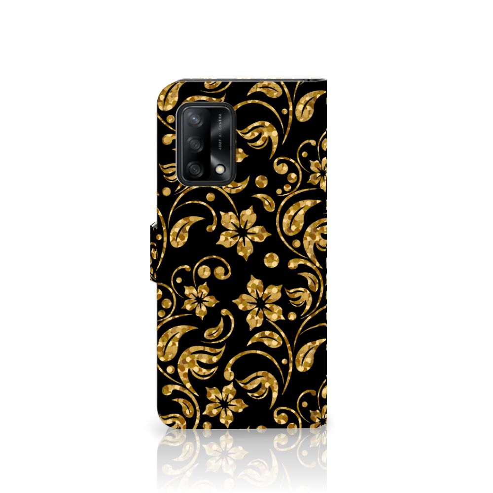 OPPO A74 4G Hoesje Gouden Bloemen