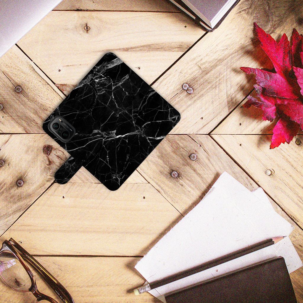 Poco F3 | Xiaomi Mi 11i Bookcase Marmer Zwart - Origineel Cadeau Vader