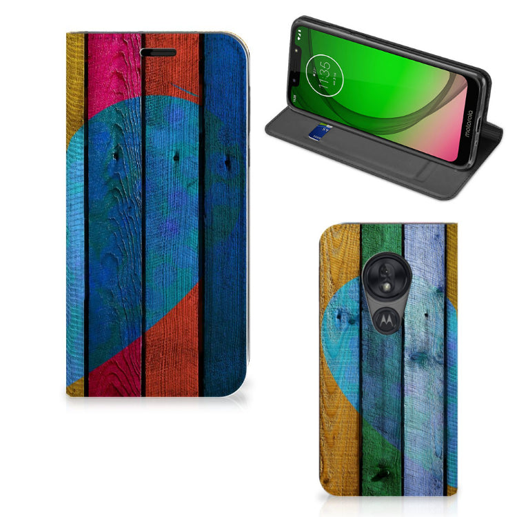 Motorola Moto G7 Play Book Wallet Case Wood Heart - Cadeau voor je Vriend