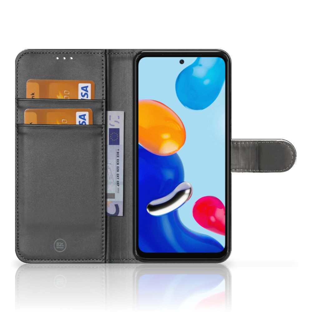 Xiaomi Redmi Note 11/11S Wallet Case met Pasjes Sports met pasjeshouders en smartphone in open positie