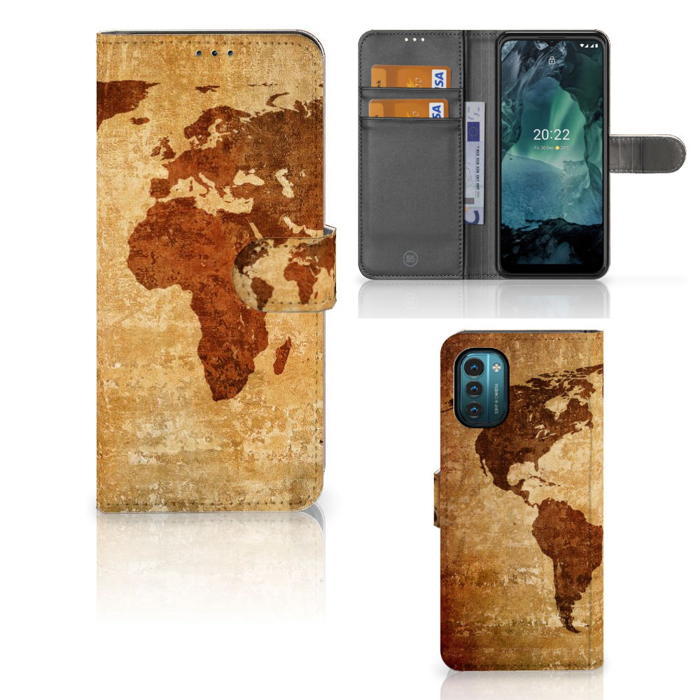 Nokia G11 | G21 Flip Cover Wereldkaart