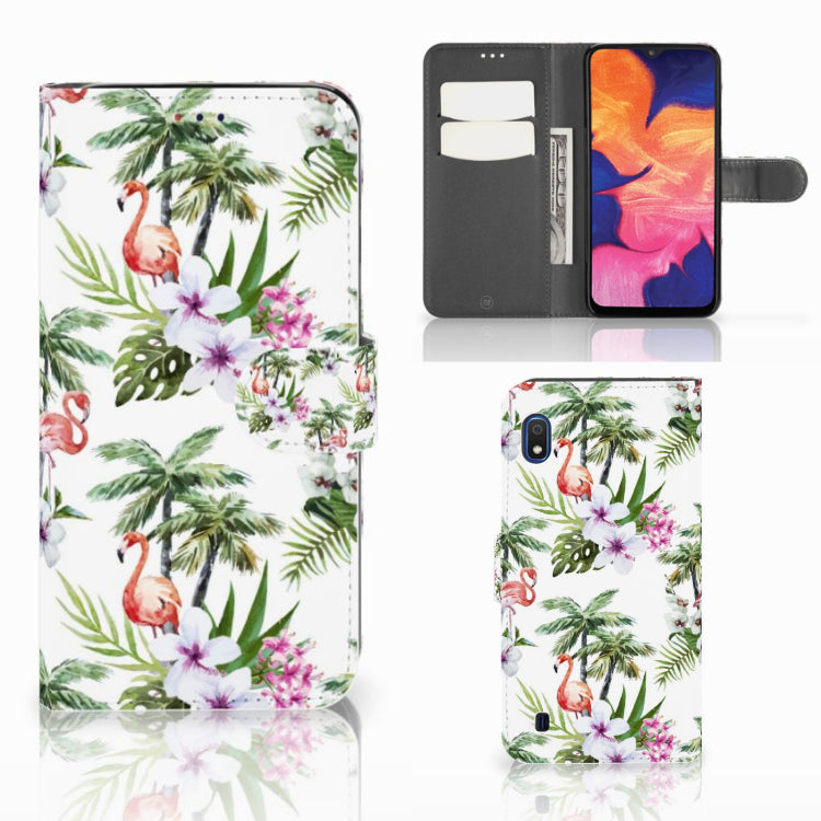 Samsung Galaxy A10 Telefoonhoesje met Pasjes Flamingo Palms