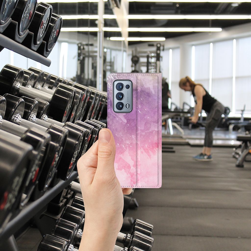 Bookcase OPPO Reno 6 Pro Plus 5G Pink Purple Paint - B2C Telecom