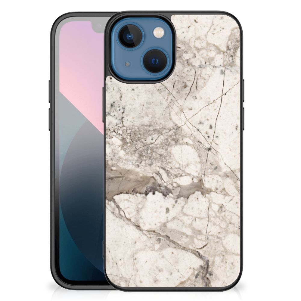 Apple iPhone 13 mini Marmeren Print Telefoonhoesje Marmer Beige