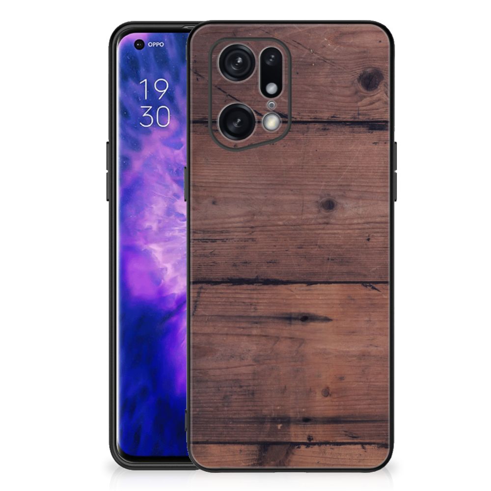 OPPO Find X5 Pro Houten Print Telefoonhoesje Old Wood