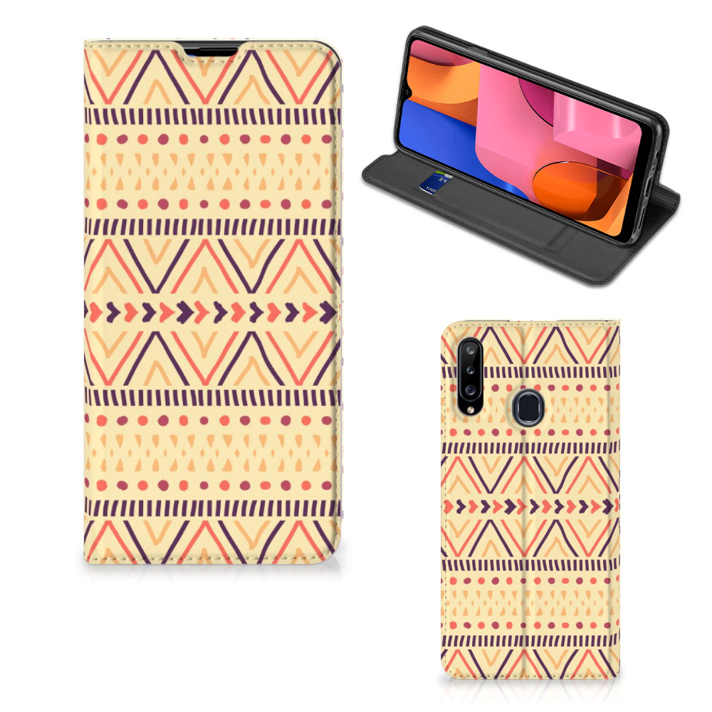 Samsung Galaxy A20s Hoesje met Magneet Aztec Yellow - B2C Telecom