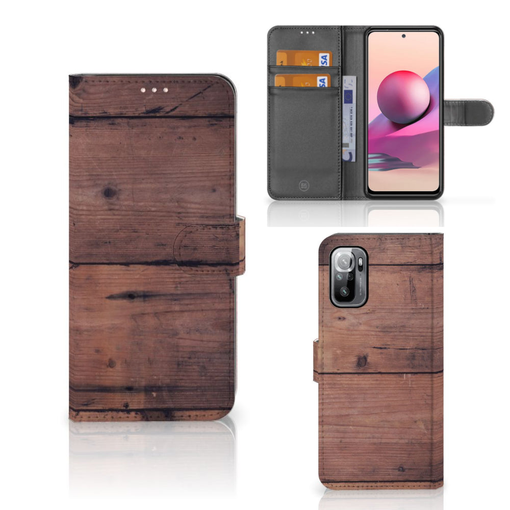 Xiaomi Redmi Note 10/10T 5G | Poco M3 Pro Book Style Case Old Wood