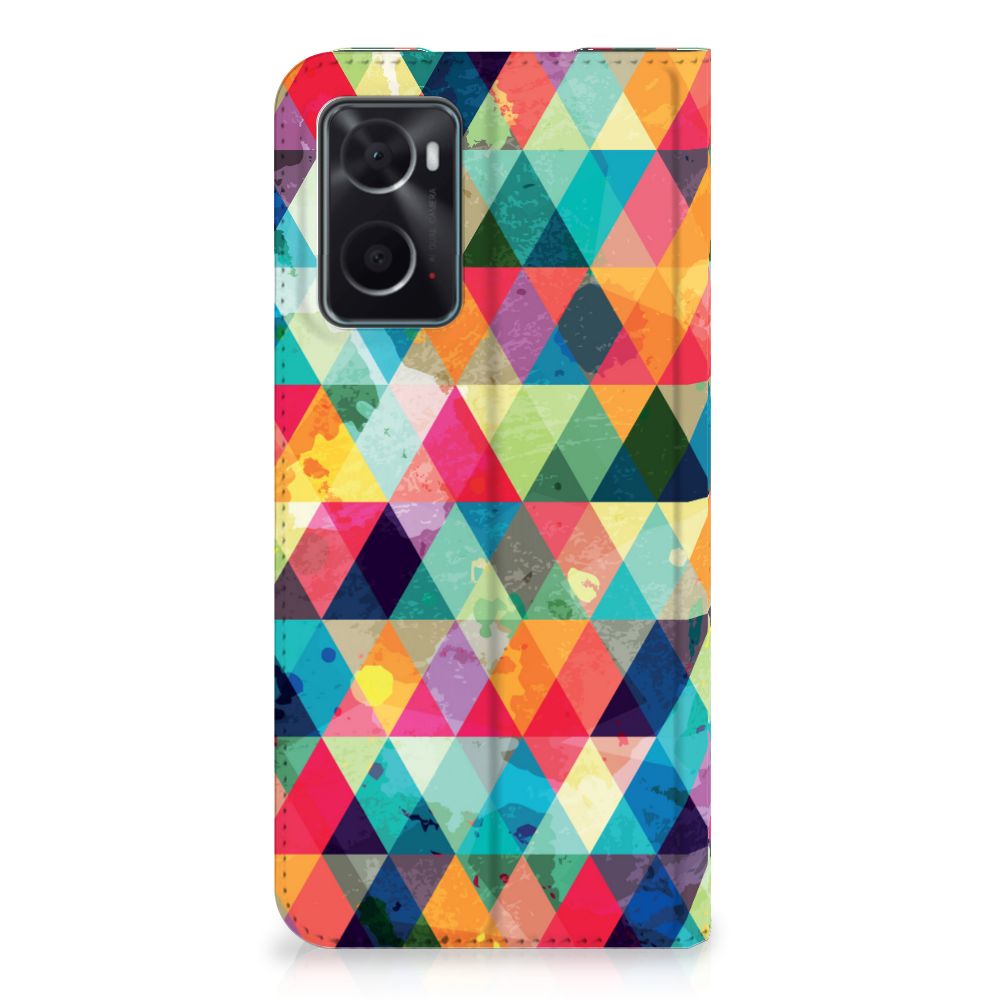 OPPO A96 | A76 Hoesje met Magneet Geruit - B2C Telecom