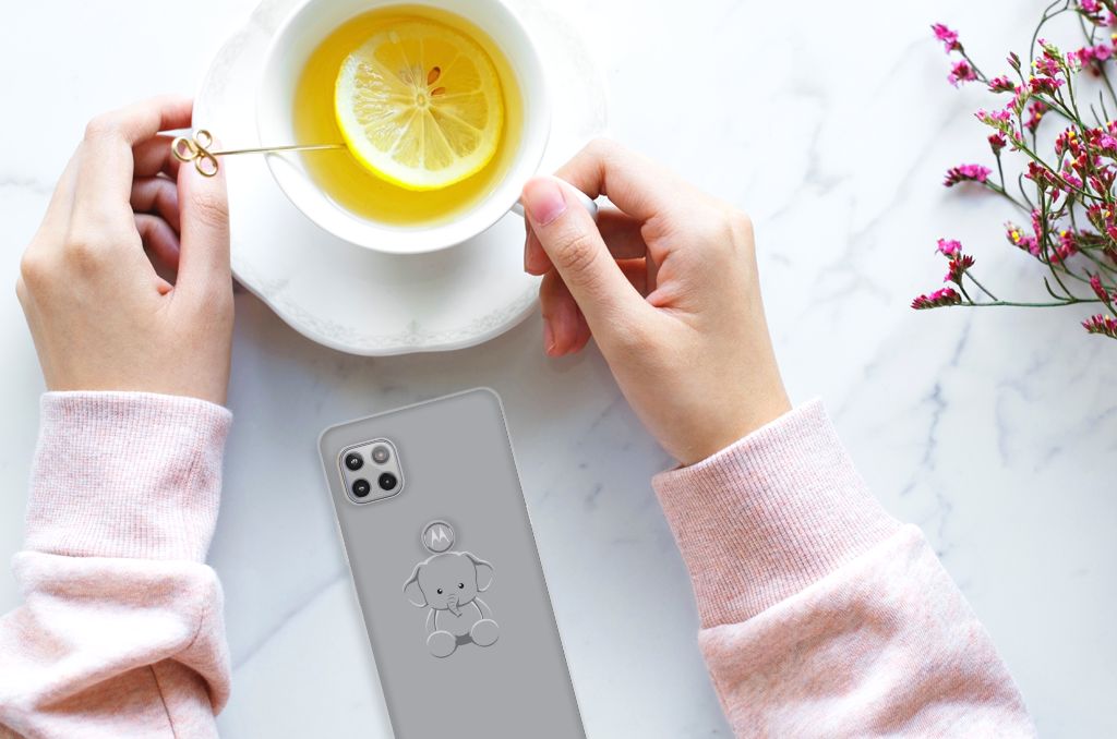 Motorola Moto G 5G Telefoonhoesje met Naam Grijs Baby Olifant B2C Telecom
