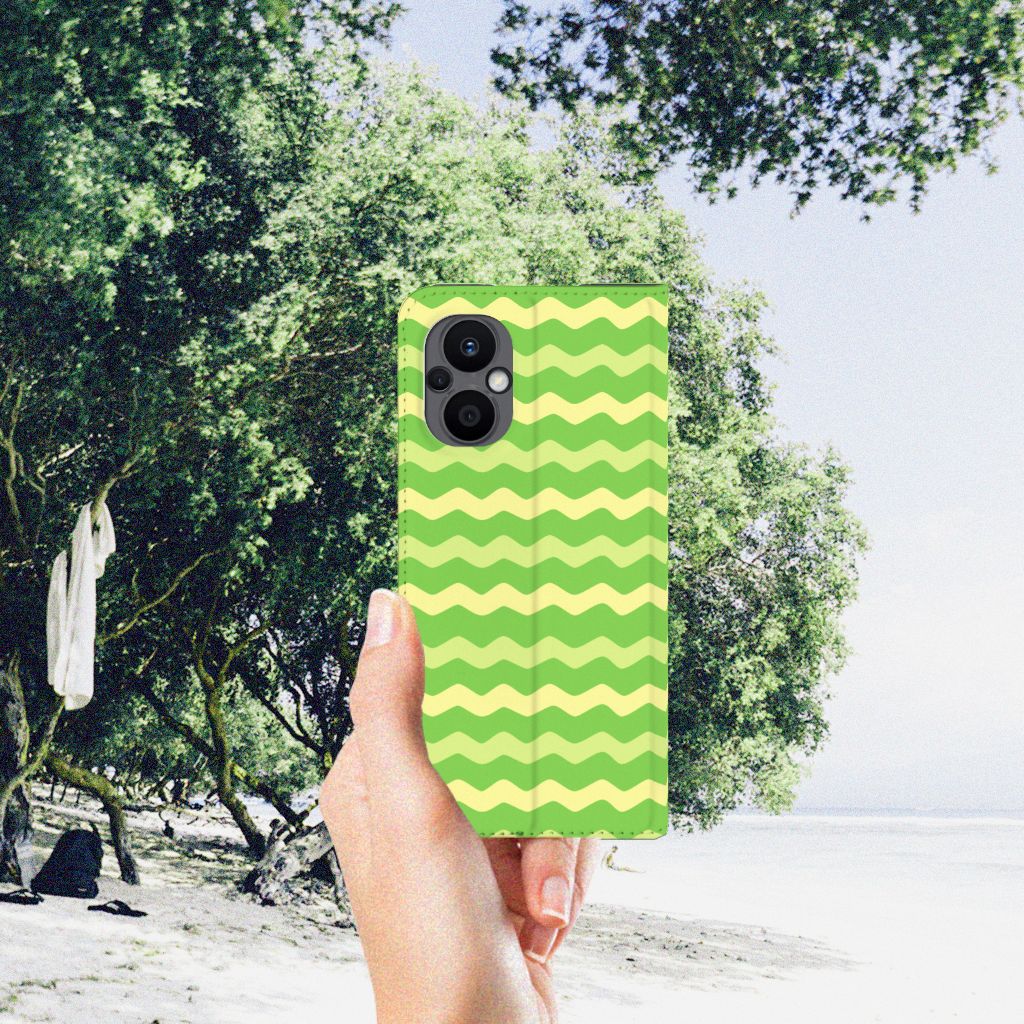 OPPO Reno8 Lite Hoesje met Magneet Waves Green - B2C Telecom