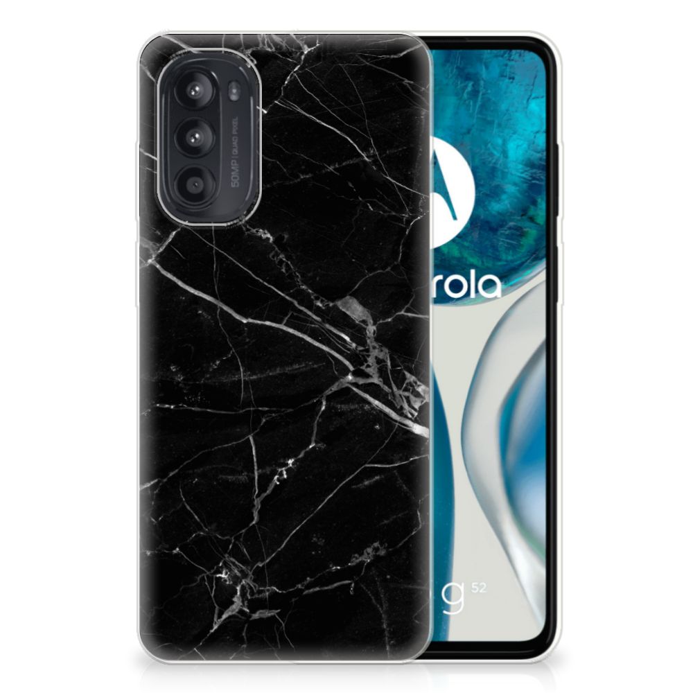 Motorola Moto G52/G82 TPU Siliconen Hoesje Marmer Zwart - Origineel Cadeau Vader