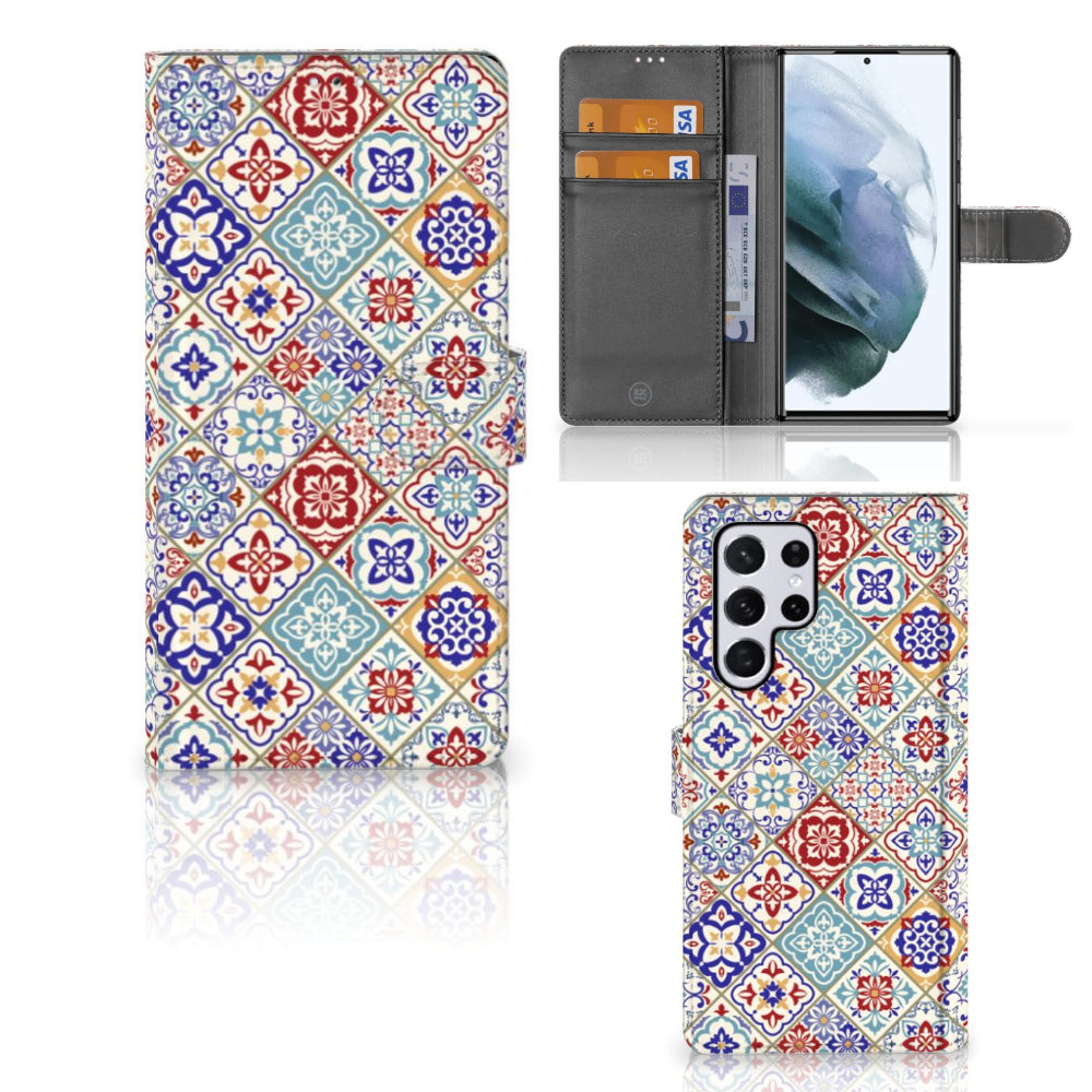 Samsung Galaxy S22 Ultra Bookcase Tiles Color