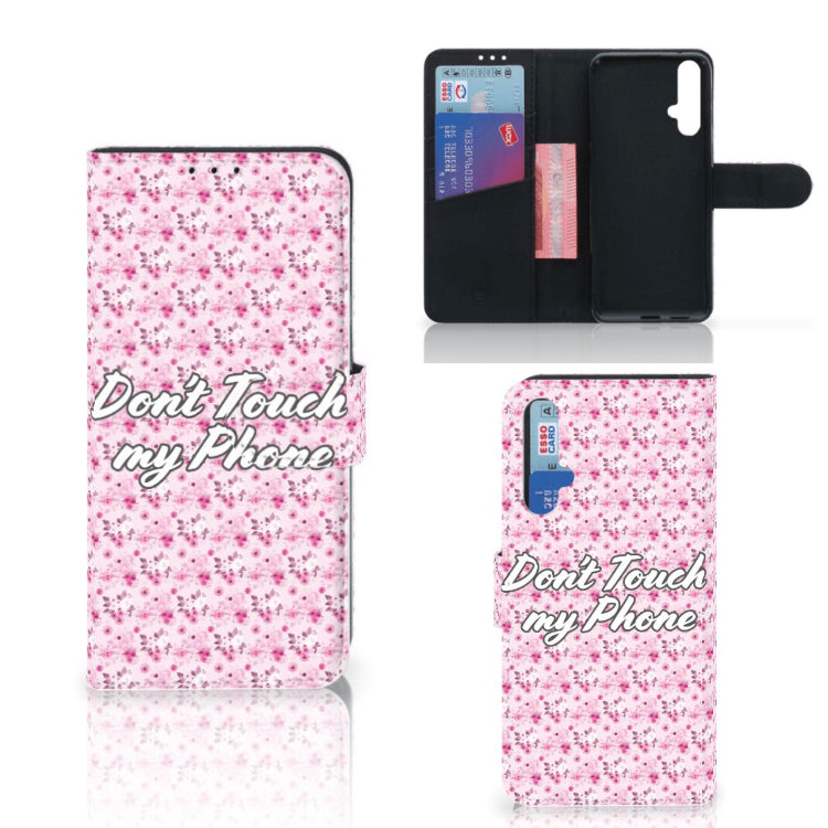 Honor 20 Portemonnee Hoesje Flowers Pink DTMP